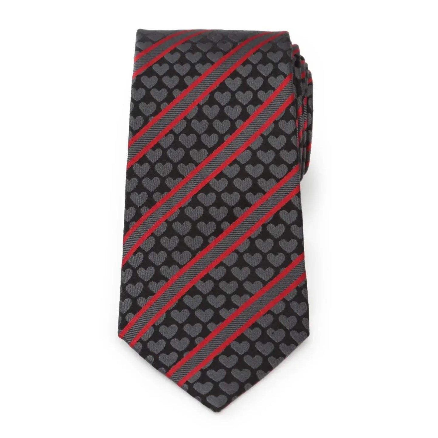 Black Heart Striped Men's Tie - Cufflinks.com - Flyclothing LLC