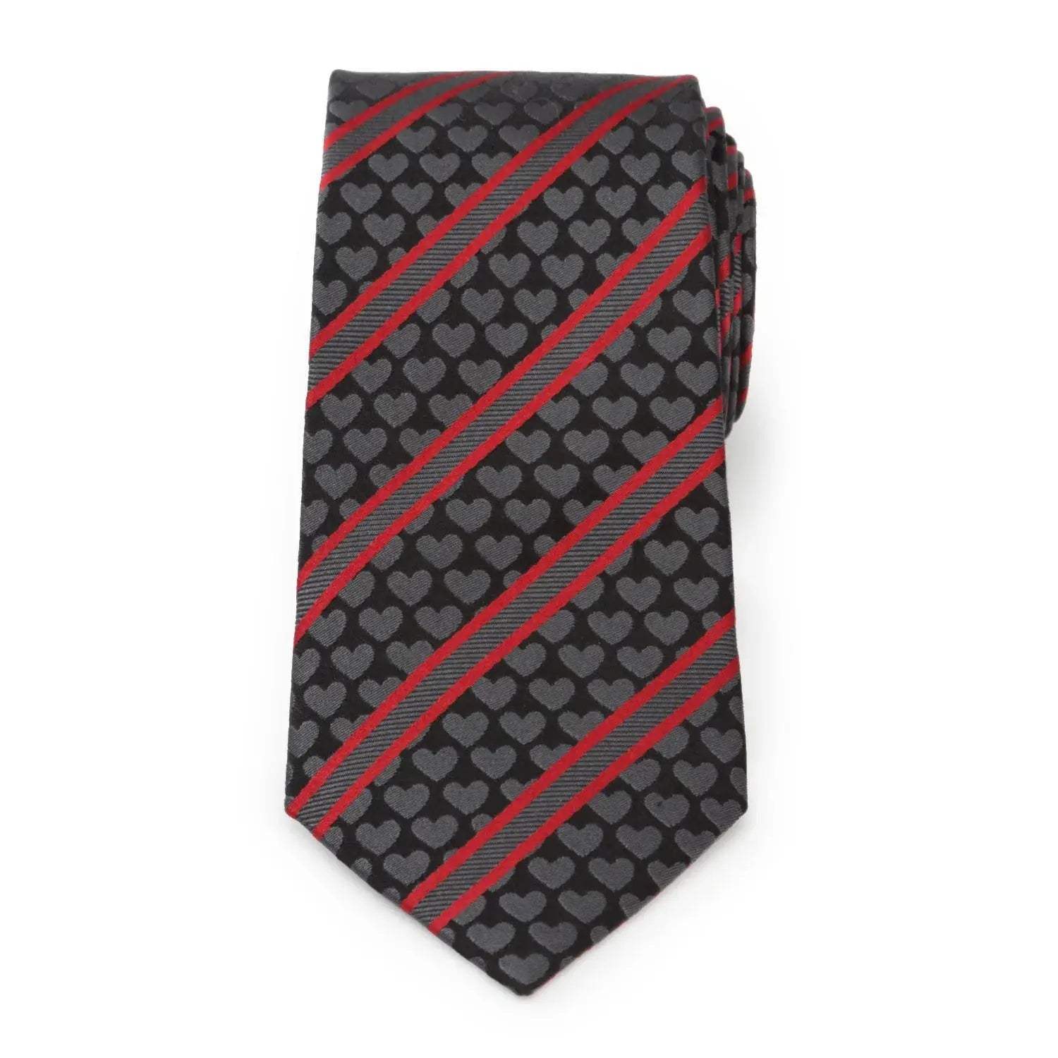 Black Heart Striped Men's Tie - Cufflinks.com - Flyclothing LLC