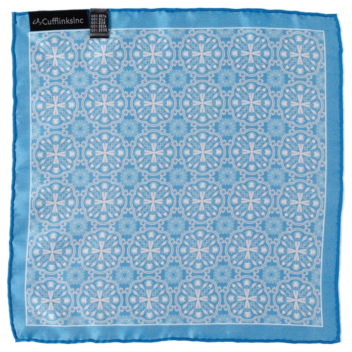 Aboriginal Ornament Patterned Blue Pocket Square - Cufflinks.com - Flyclothing LLC