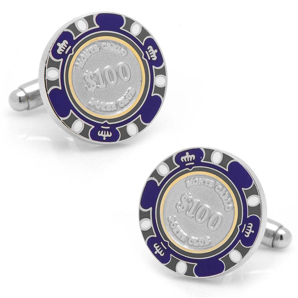 Poker Chip $100 Purple Cufflinks - Cufflinks.com - Flyclothing LLC