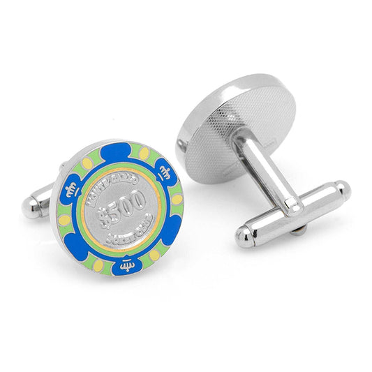 Poker Chip $500 Blue Cufflinks - Cufflinks.com - Flyclothing LLC