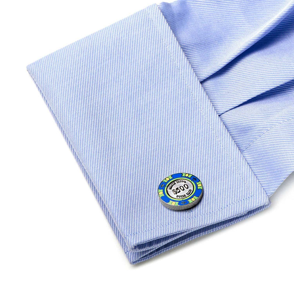 Poker Chip $500 Blue Cufflinks - Cufflinks.com - Flyclothing LLC
