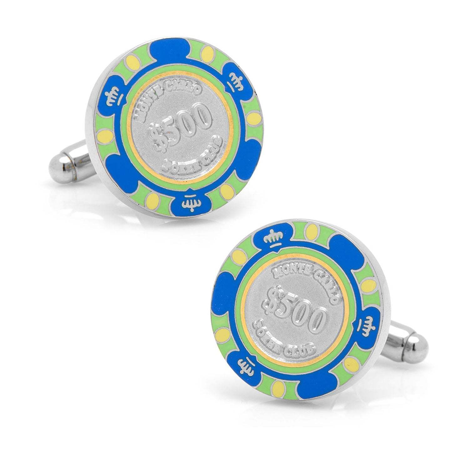 Poker Chip $500 Blue Cufflinks - Cufflinks.com - Flyclothing LLC