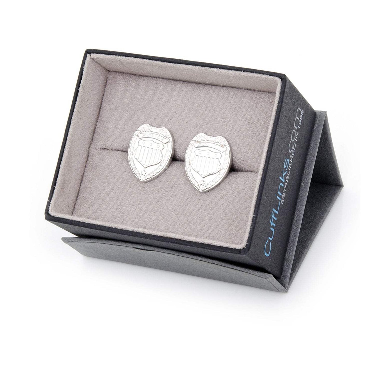 Silver Police Badge Cufflinks - Cufflinks.com - Flyclothing LLC