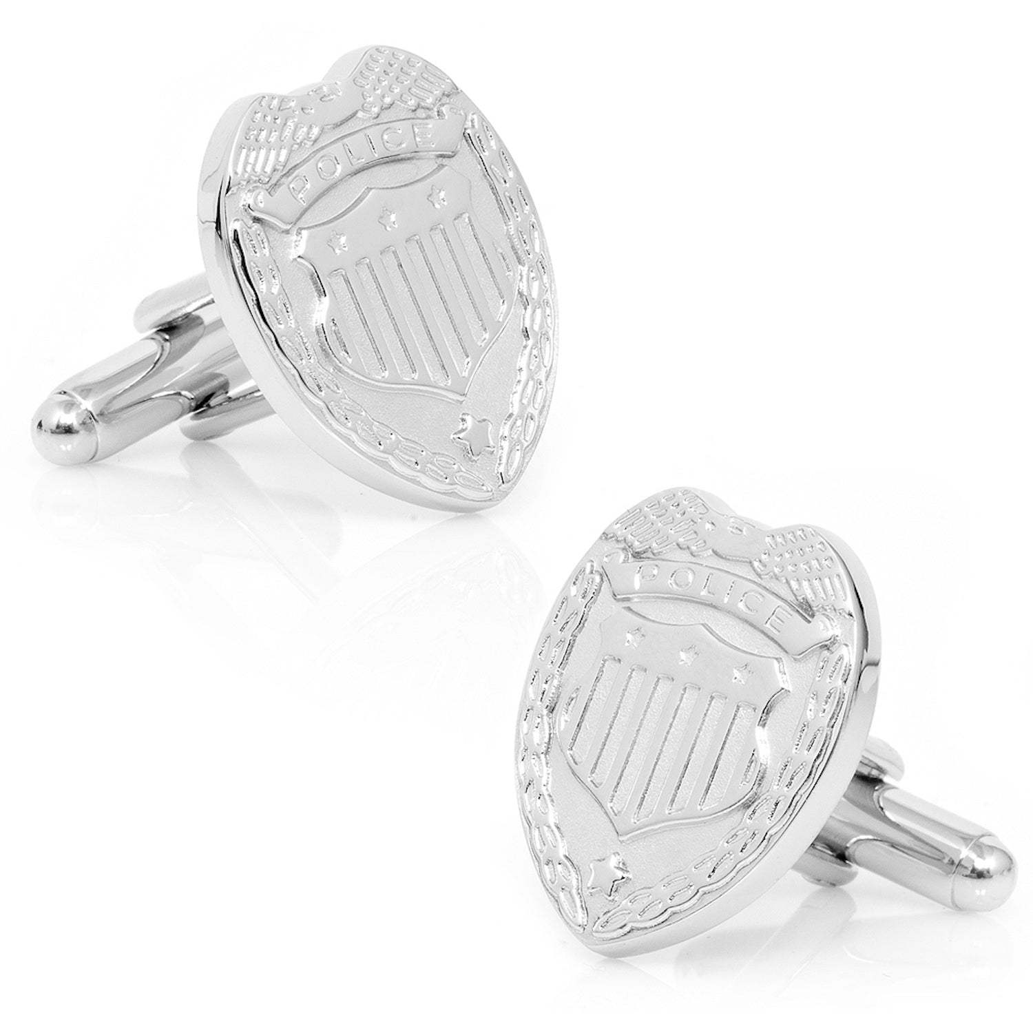 Silver Police Badge Cufflinks - Cufflinks.com - Flyclothing LLC