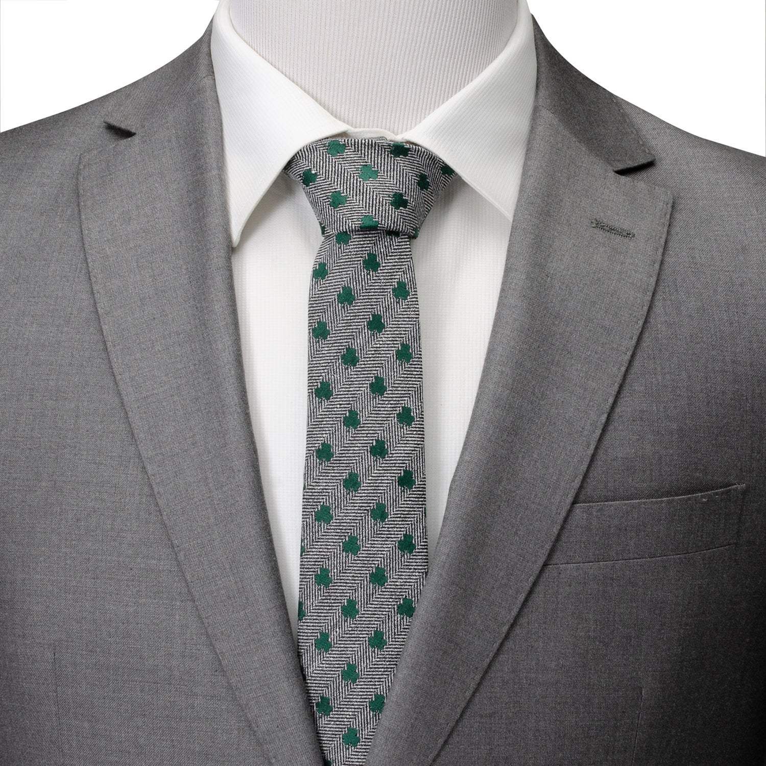 Herringbone Shamrock Men's Tie - Cufflinks.com - Flyclothing LLC