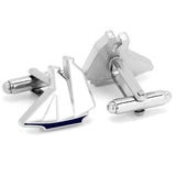 Blue and White Sailboat Cufflinks - Cufflinks.com - Flyclothing LLC
