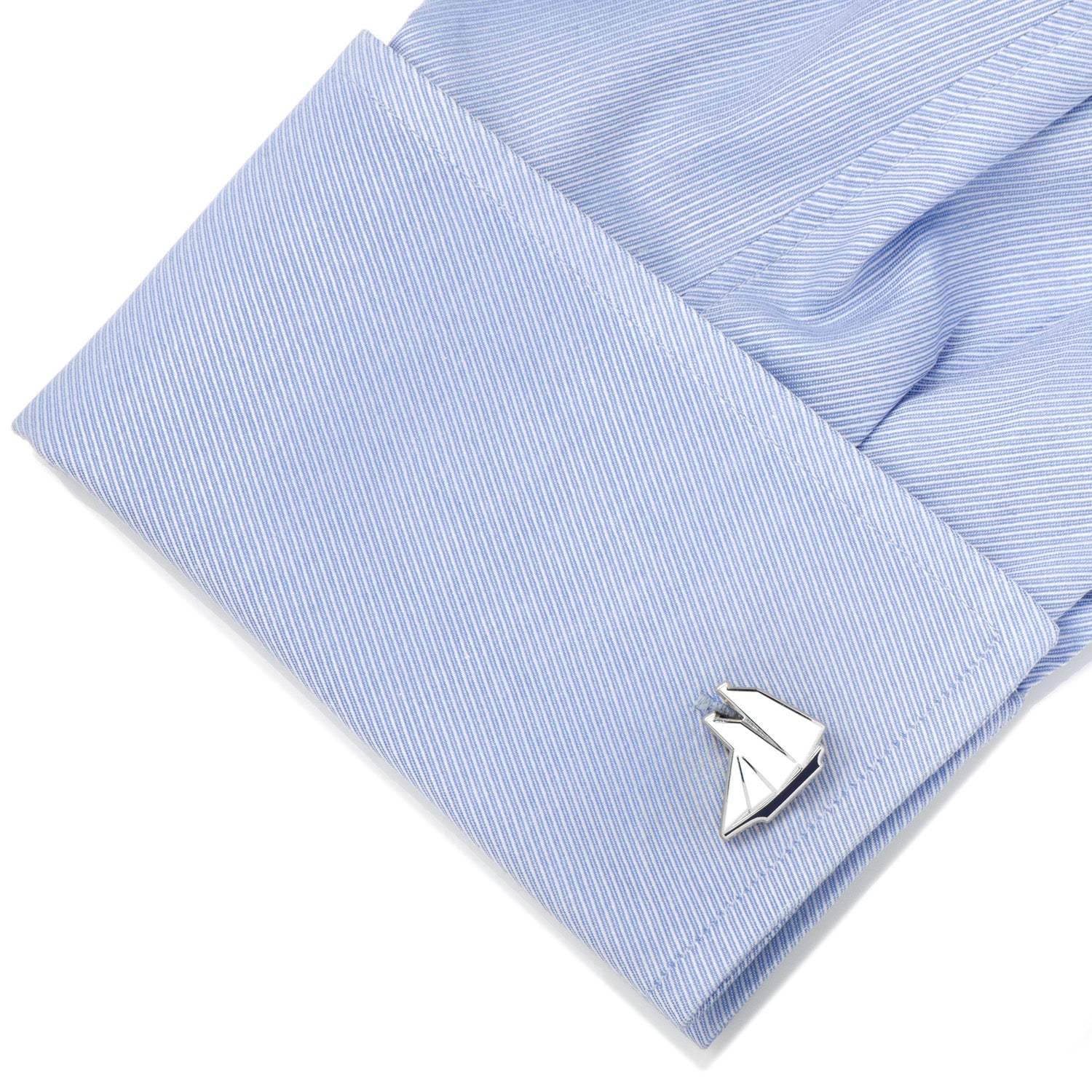 Blue and White Sailboat Cufflinks - Cufflinks.com - Flyclothing LLC
