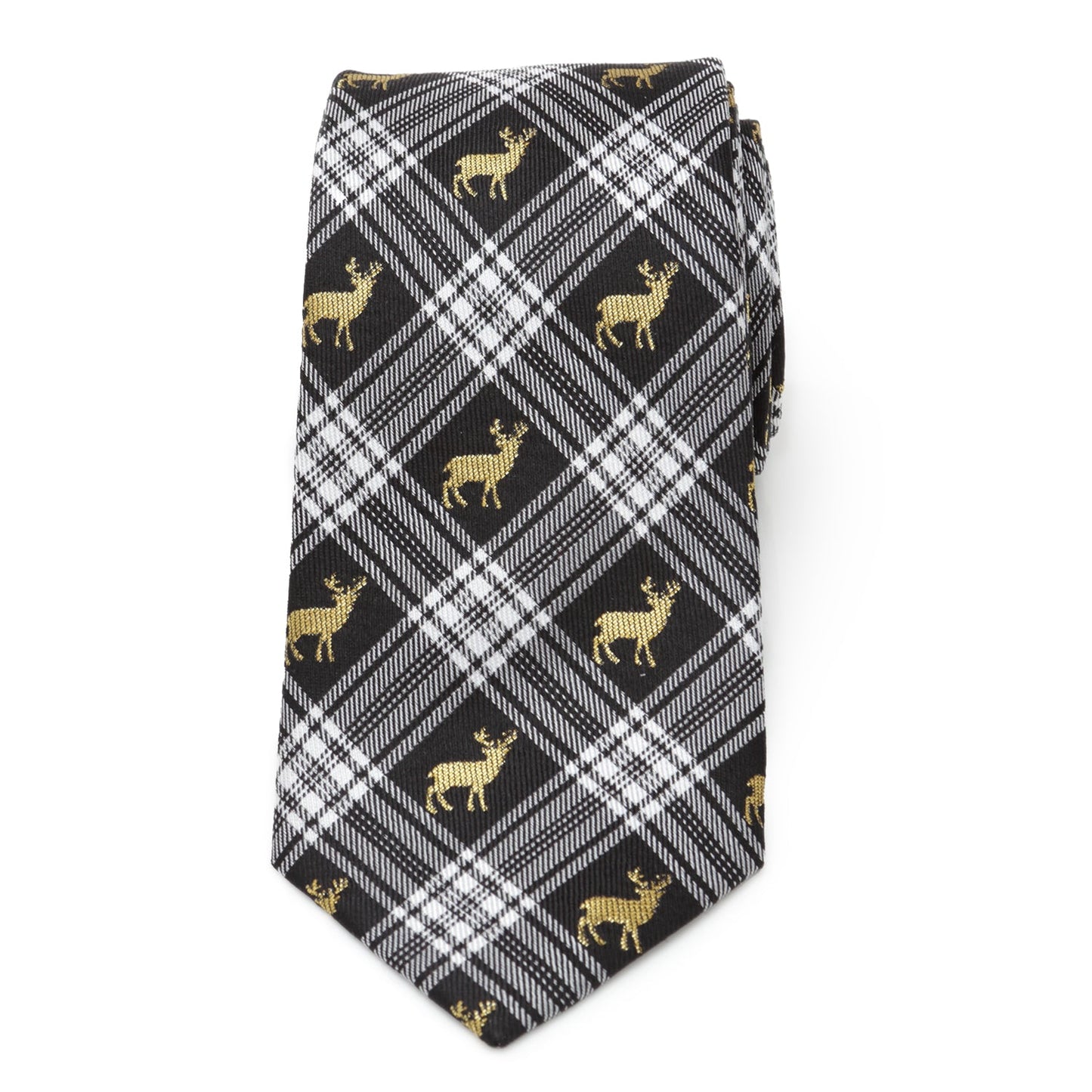 Black Plaid Stag Men's Tie - Cufflinks.com - Flyclothing LLC