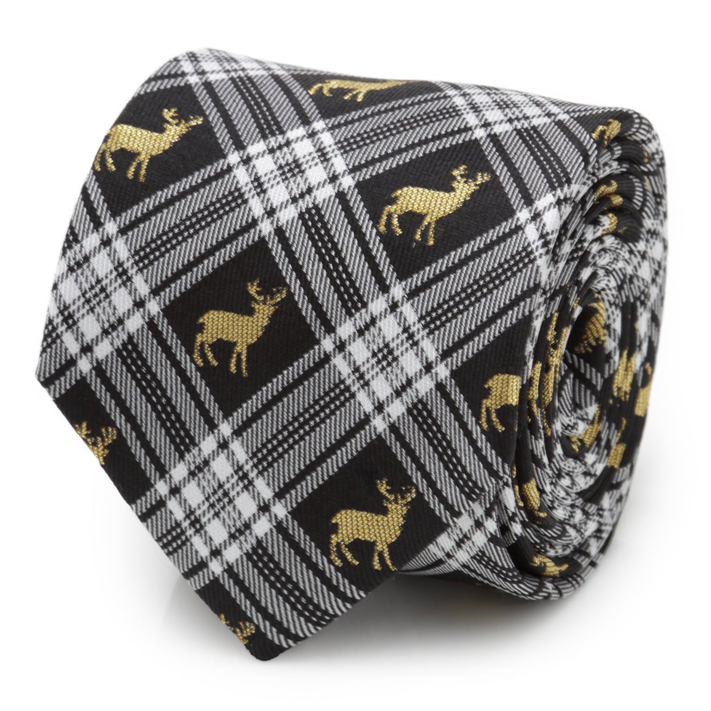 Black Plaid Stag Men's Tie - Cufflinks.com - Flyclothing LLC