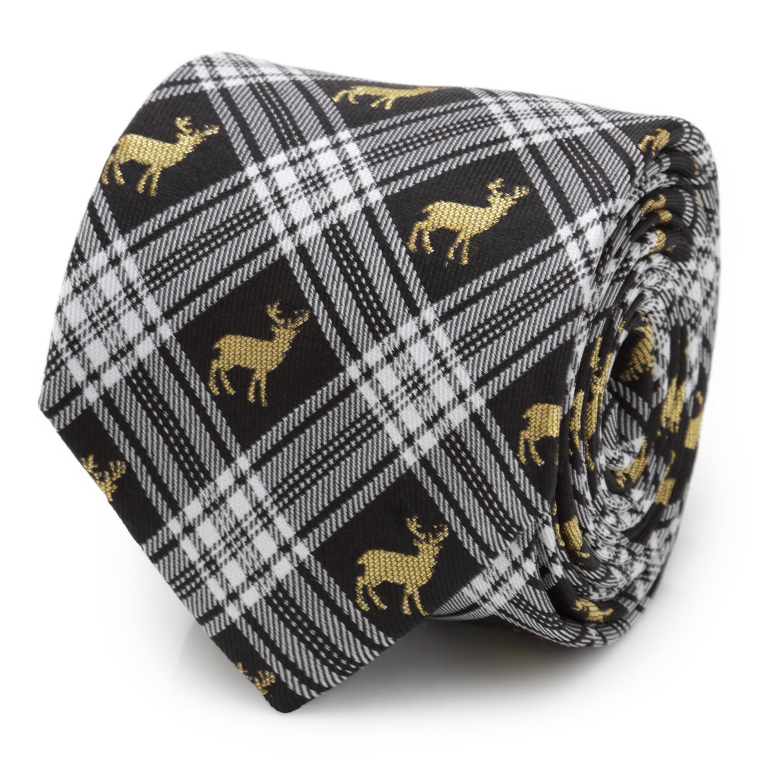 Black Plaid Stag Men's Tie - Cufflinks.com - Flyclothing LLC