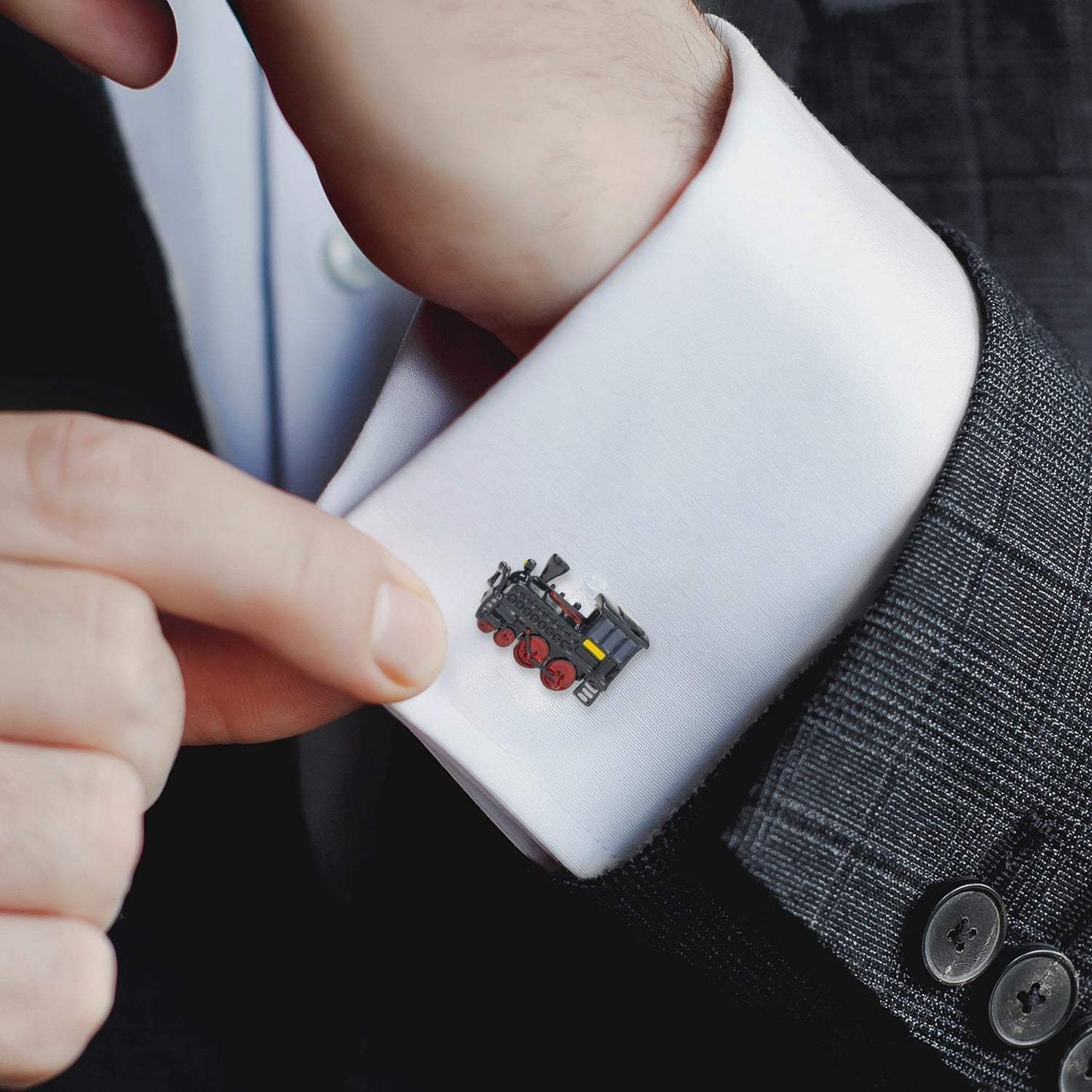 Steam Engine 3D Cufflinks - Cufflinks.com - Flyclothing LLC