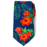 Tropical Hibiscus Men's Navy Tie - Cufflinks.com - Flyclothing LLC
