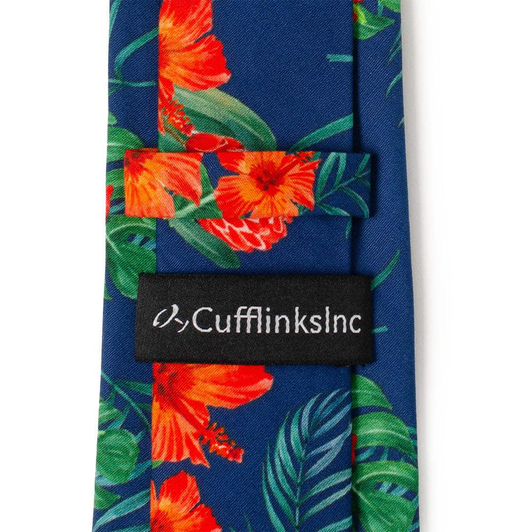 Tropical Hibiscus Men's Navy Tie - Cufflinks.com - Flyclothing LLC