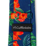Tropical Hibiscus Men's Navy Tie - Cufflinks.com - Flyclothing LLC