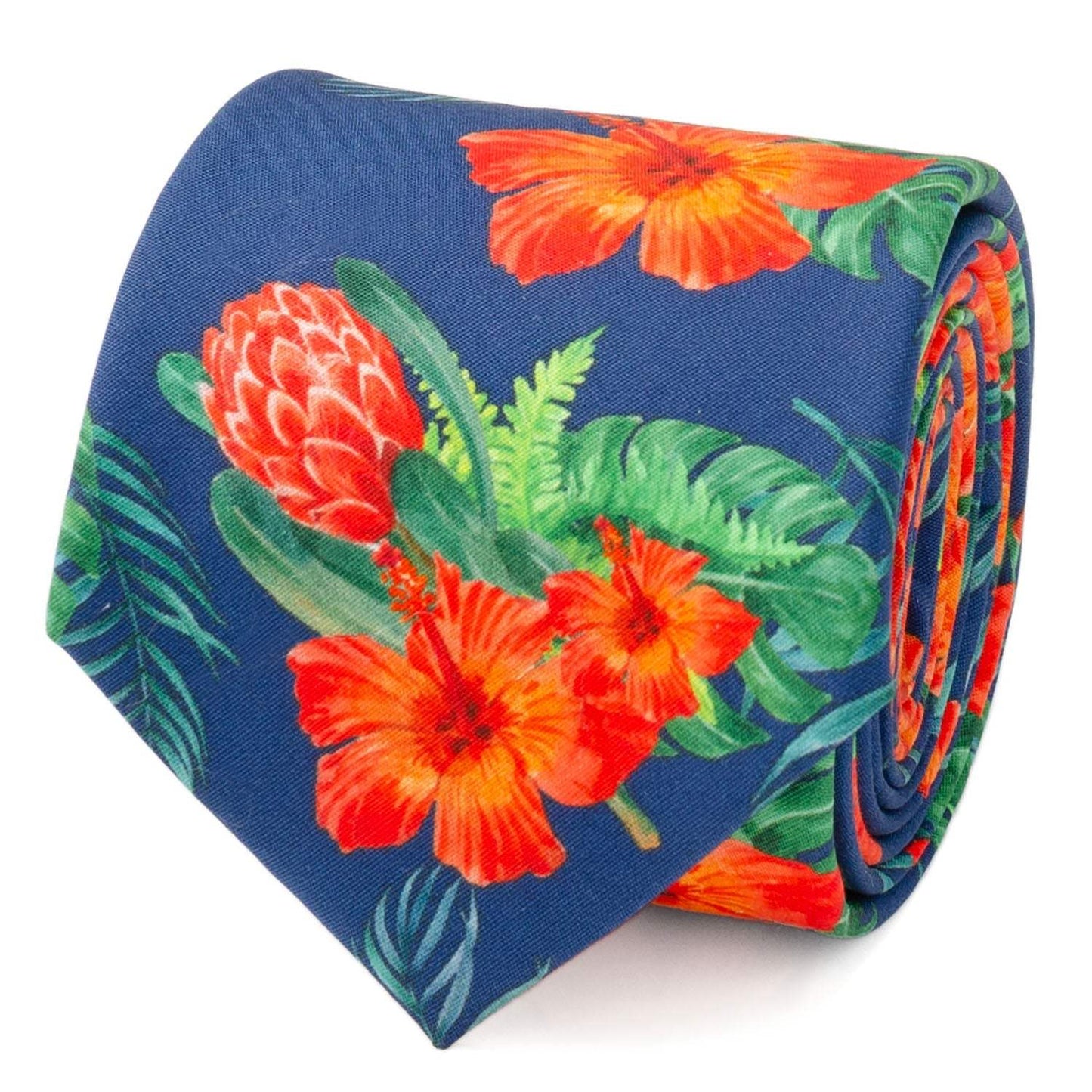 Tropical Hibiscus Men's Navy Tie - Cufflinks.com - Flyclothing LLC