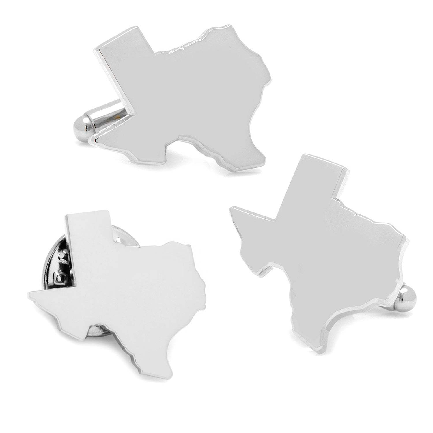 Silver Texas Cufflinks and Lapel Pin Gift Set - Cufflinks.com - Flyclothing LLC