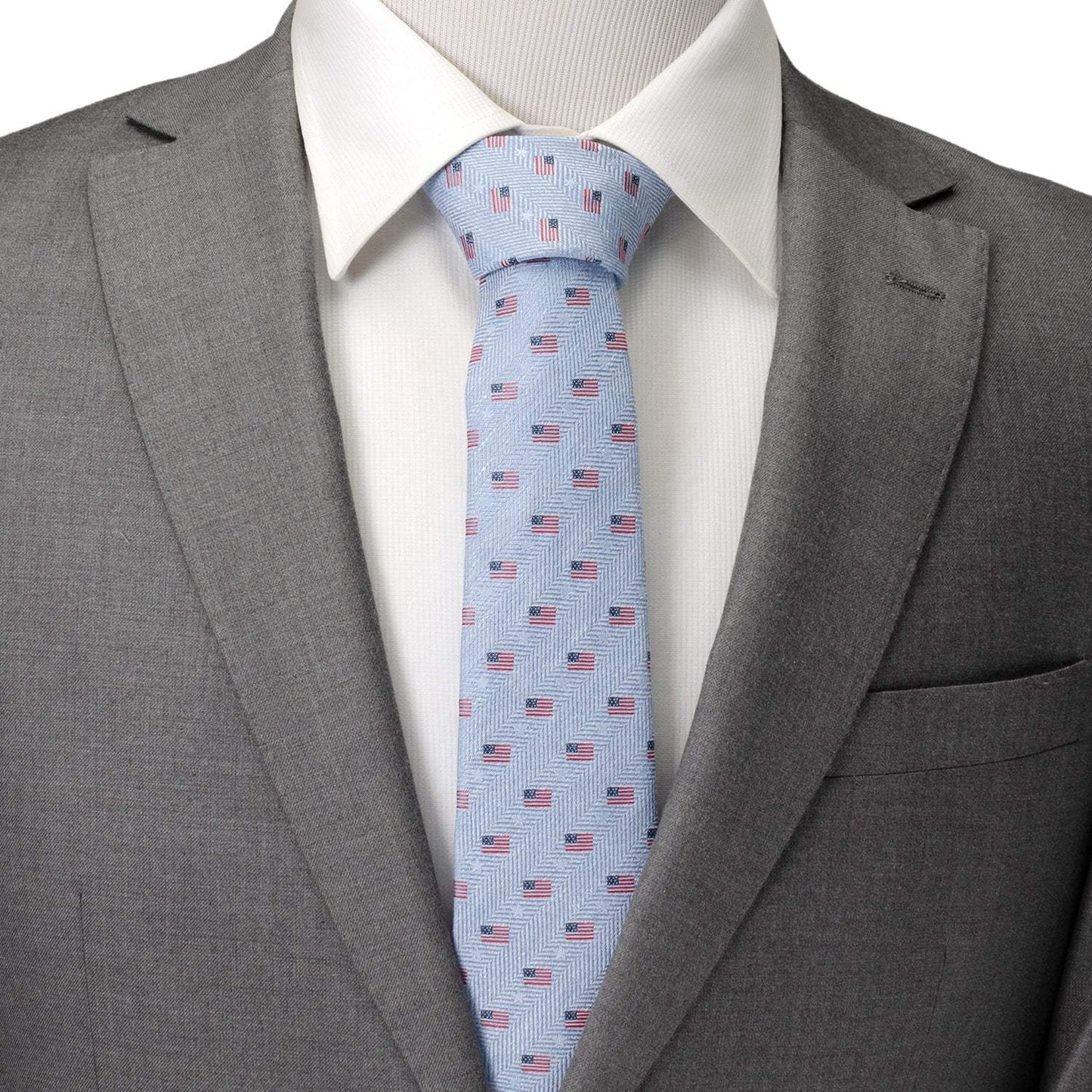Light Blue American Flag Men's Tie - Cufflinks.com - Flyclothing LLC
