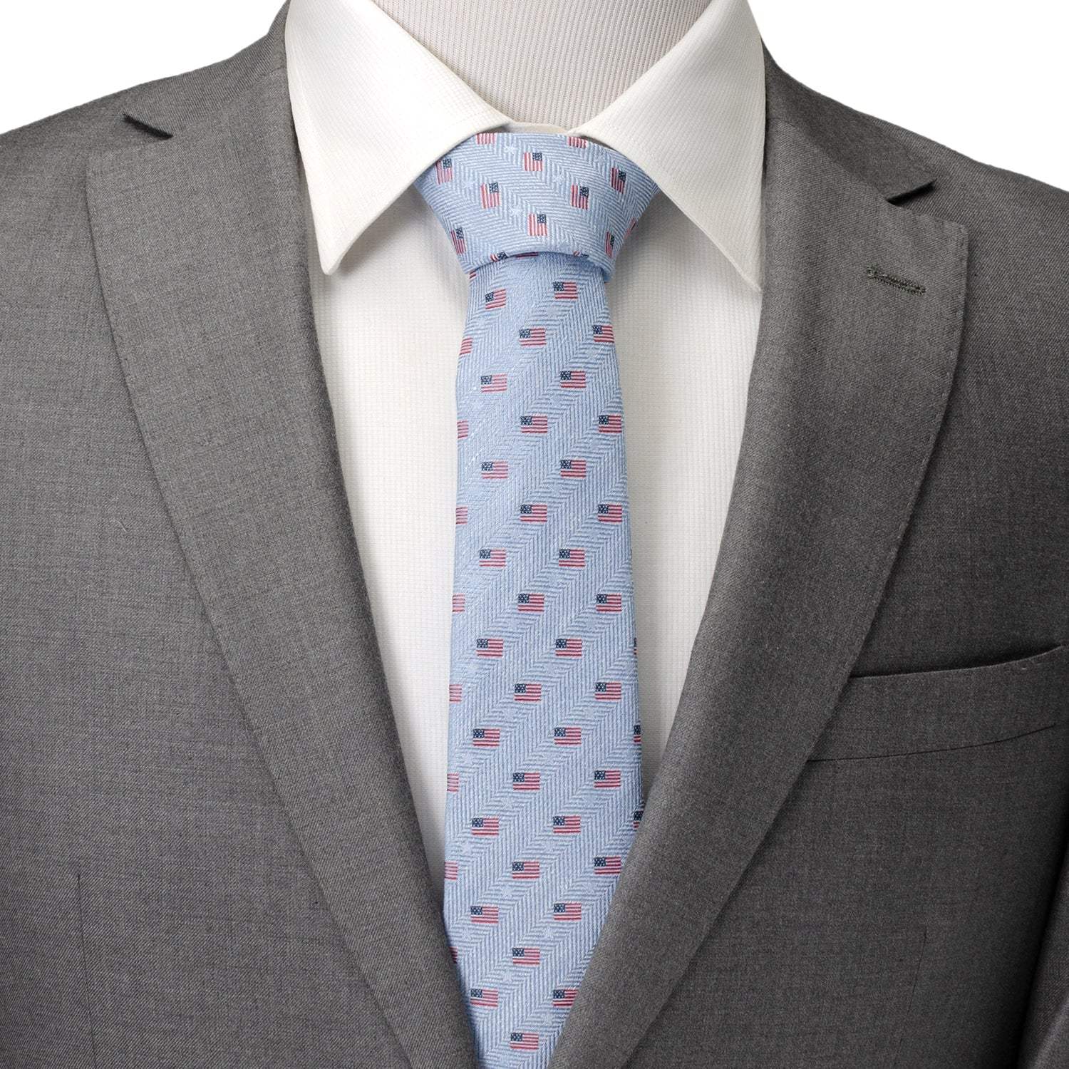 Light Blue American Flag Men's Tie - Cufflinks.com - Flyclothing LLC