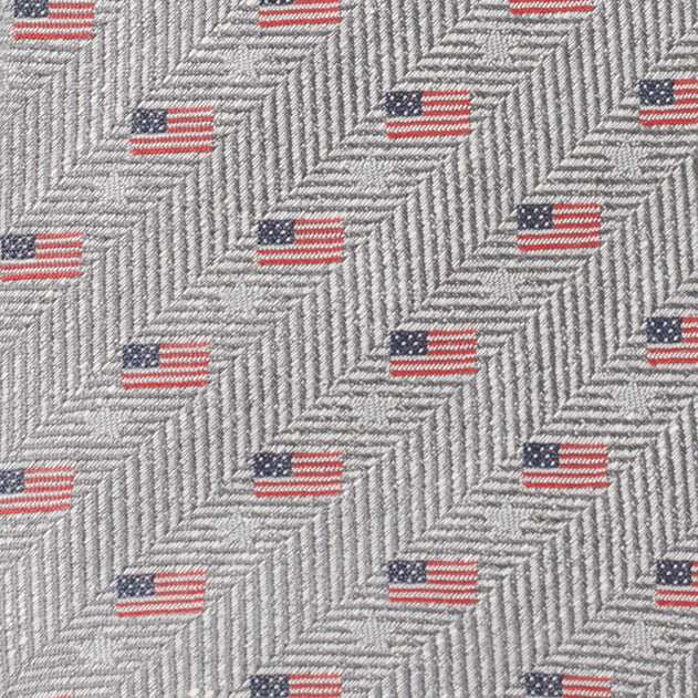 Light Gray Herringbone American Flag Men's Tie - Cufflinks.com - Flyclothing LLC