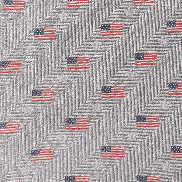 Light Gray Herringbone American Flag Men's Tie - Cufflinks.com - Flyclothing LLC