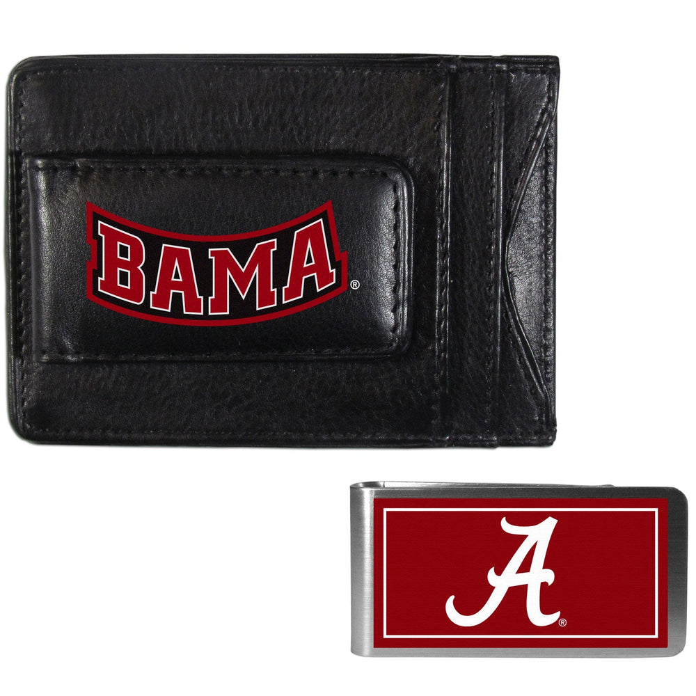 Alabama Crimson Tide Leather Cash & Cardholder & Color Money Clip - Alabama Crimson Tide