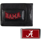 Alabama Crimson Tide Leather Cash & Cardholder & Color Money Clip - Alabama Crimson Tide