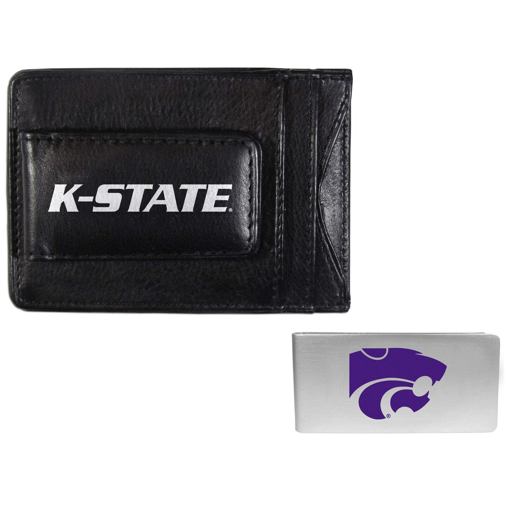 Kansas St. Wildcats Leather Cash & Cardholder & Money Clip - Kansas St. Wildcats - Flyclothing LLC