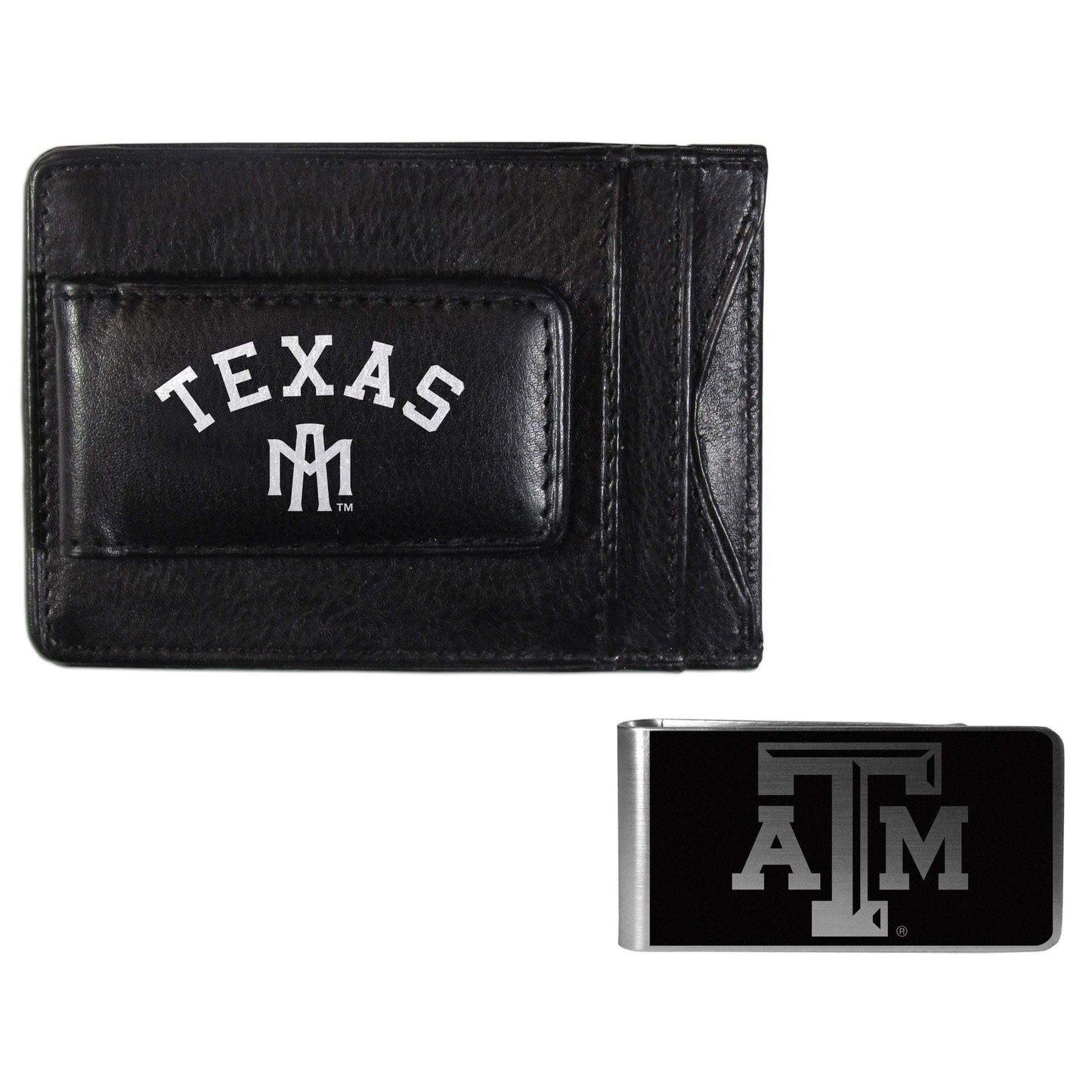 Texas A & M Aggies Leather Cash & Cardholder & Black Money Clip - Texas A&M - Flyclothing LLC
