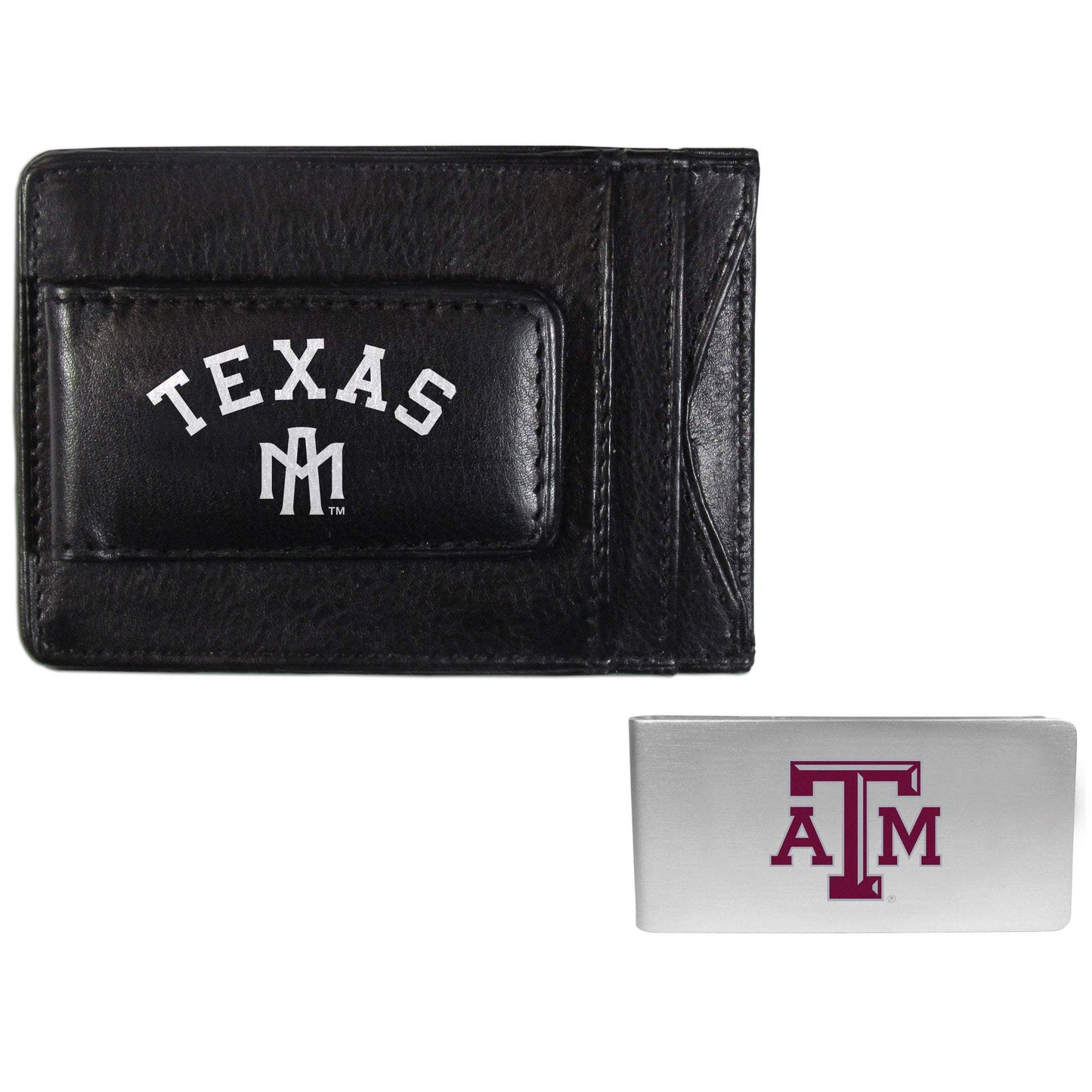 Texas A & M Aggies Leather Cash & Cardholder & Money Clip - Texas A&M - Flyclothing LLC