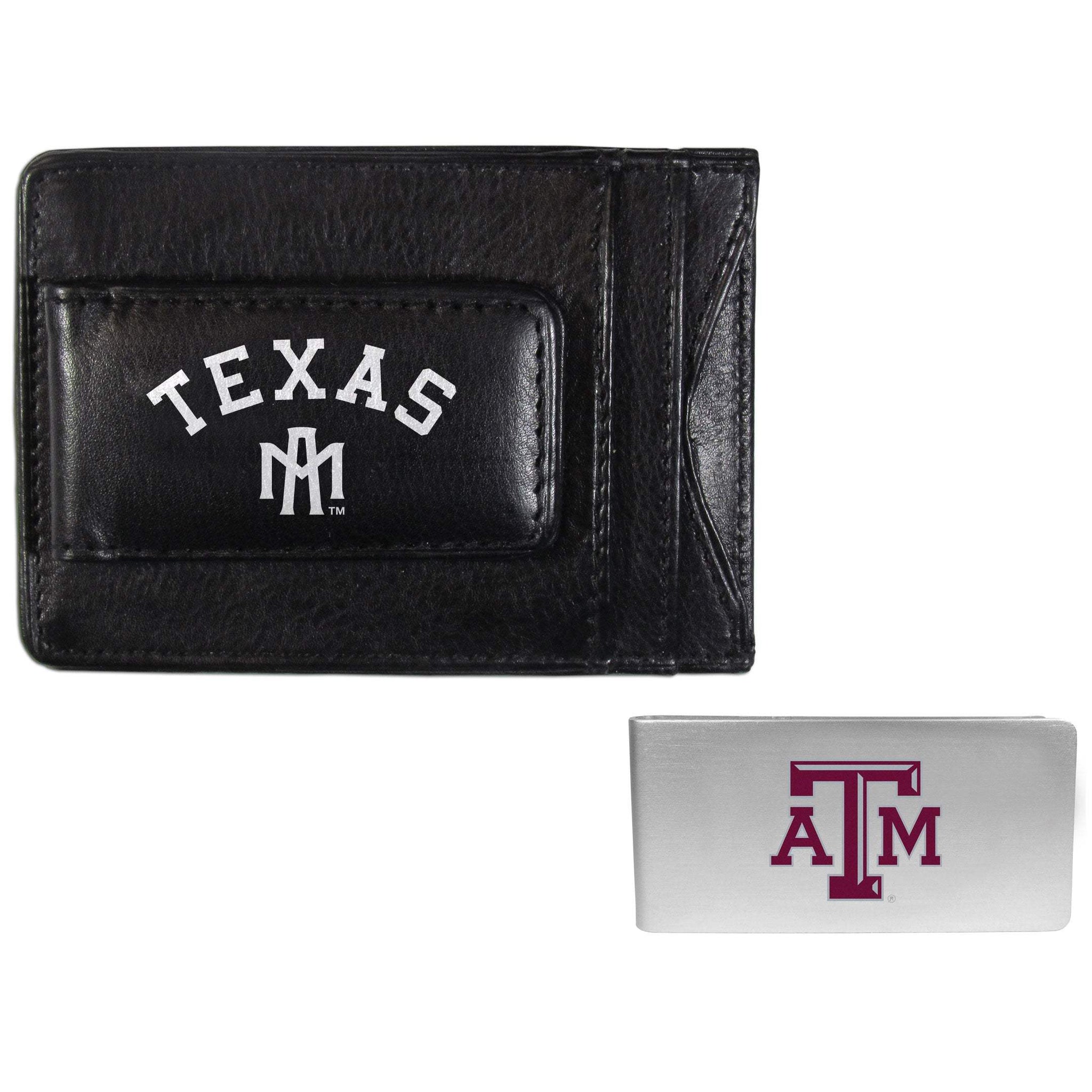 Texas A & M Aggies Leather Cash & Cardholder & Money Clip - Texas A&M - Flyclothing LLC