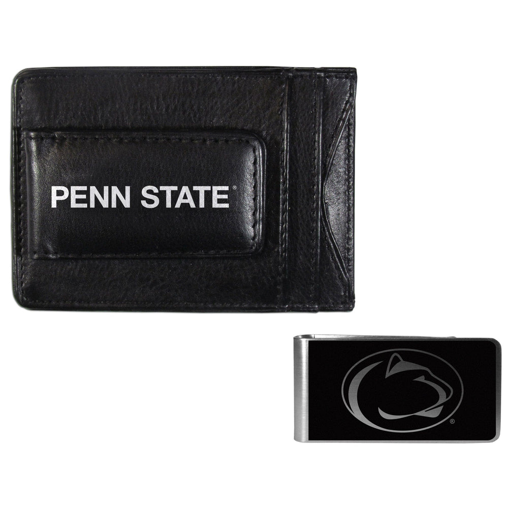 Penn St. Nittany Lions Leather Cash & Cardholder & Black Money Clip - Penn St. Nittany Lions