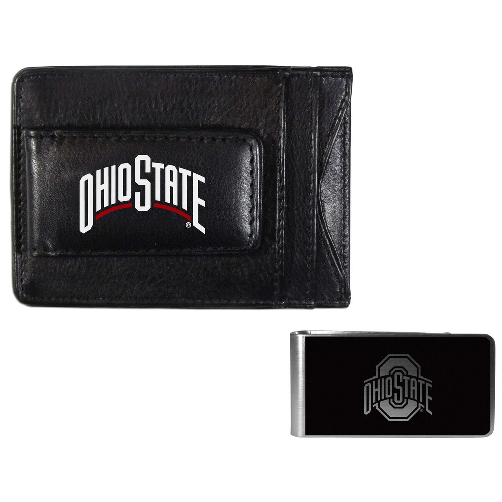 Ohio St. Buckeyes Leather Cash & Cardholder & Black Money Clip - Ohio St. Buckeyes - Flyclothing LLC