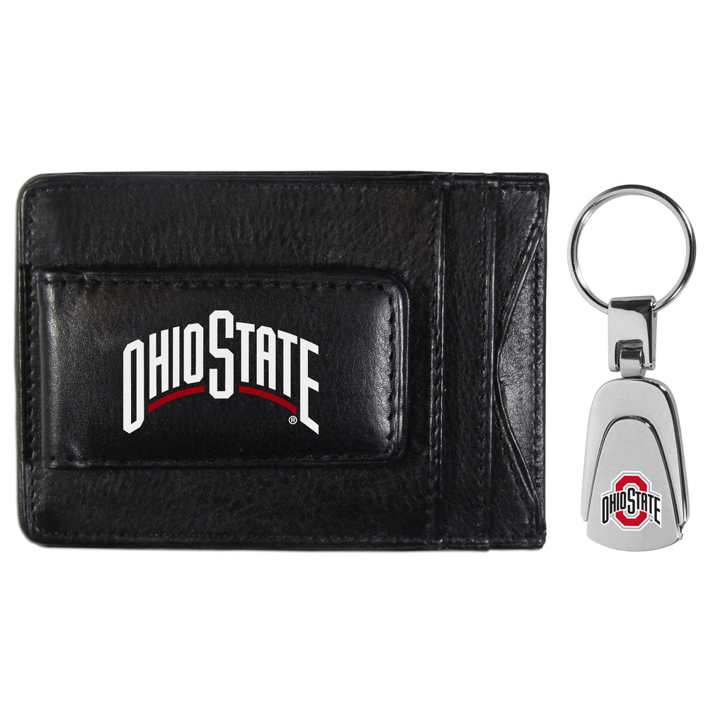 Ohio St. Buckeyes Leather Cash & Cardholder & Steel Key Chain - Ohio St. Buckeyes