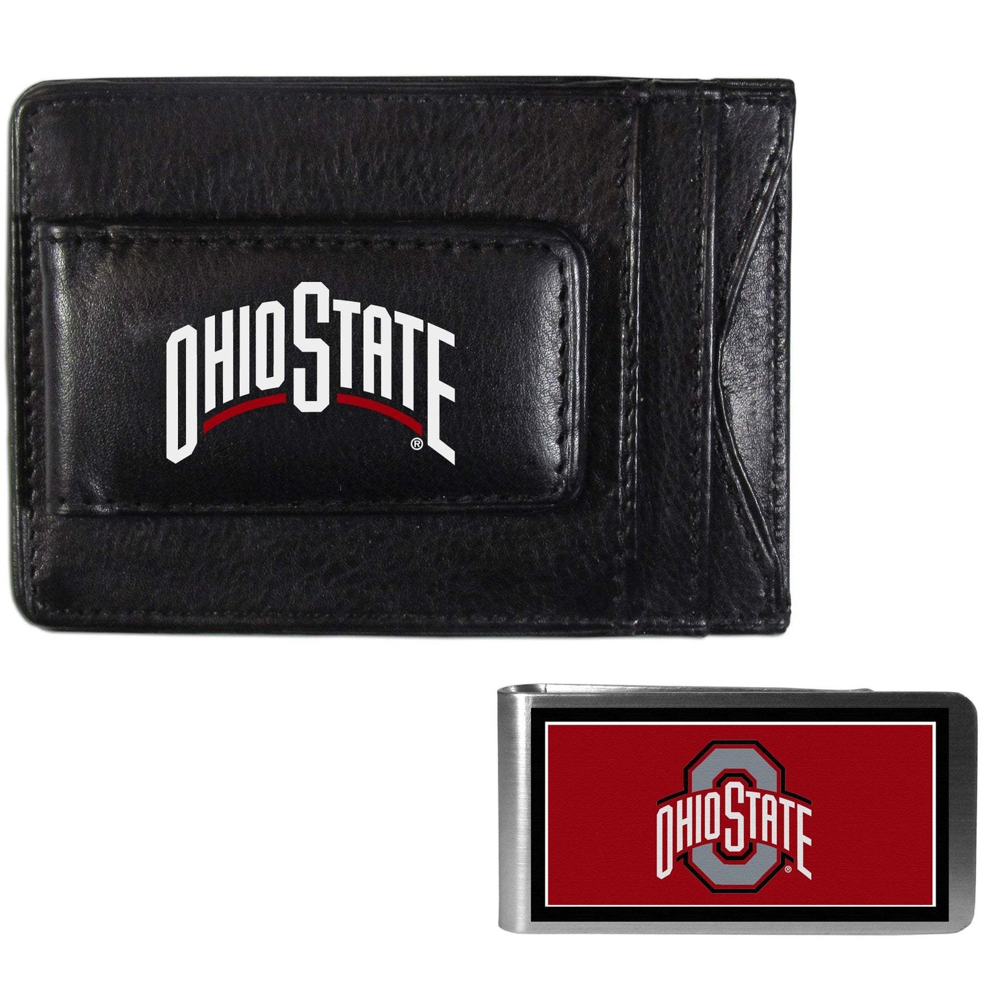 Ohio St. Buckeyes Leather Cash & Cardholder & Color Money Clip - Ohio State Buckeyes - Flyclothing LLC