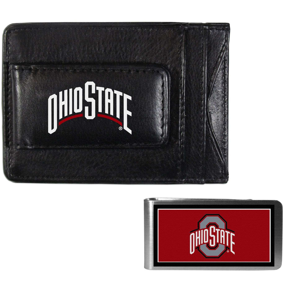 Ohio St. Buckeyes Leather Cash & Cardholder & Color Money Clip - Ohio St. Buckeyes - Flyclothing LLC