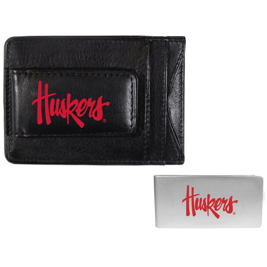 Nebraska Cornhuskers Leather Cash & Cardholder & Money Clip - Nebraska Cornhuskers
