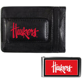 Nebraska Cornhuskers Leather Cash & Cardholder & Color Money Clip - Nebraska Cornhuskers