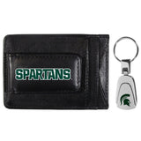 Michigan St. Spartans Leather Cash & Cardholder & Steel Key Chain - Michigan St. Spartans
