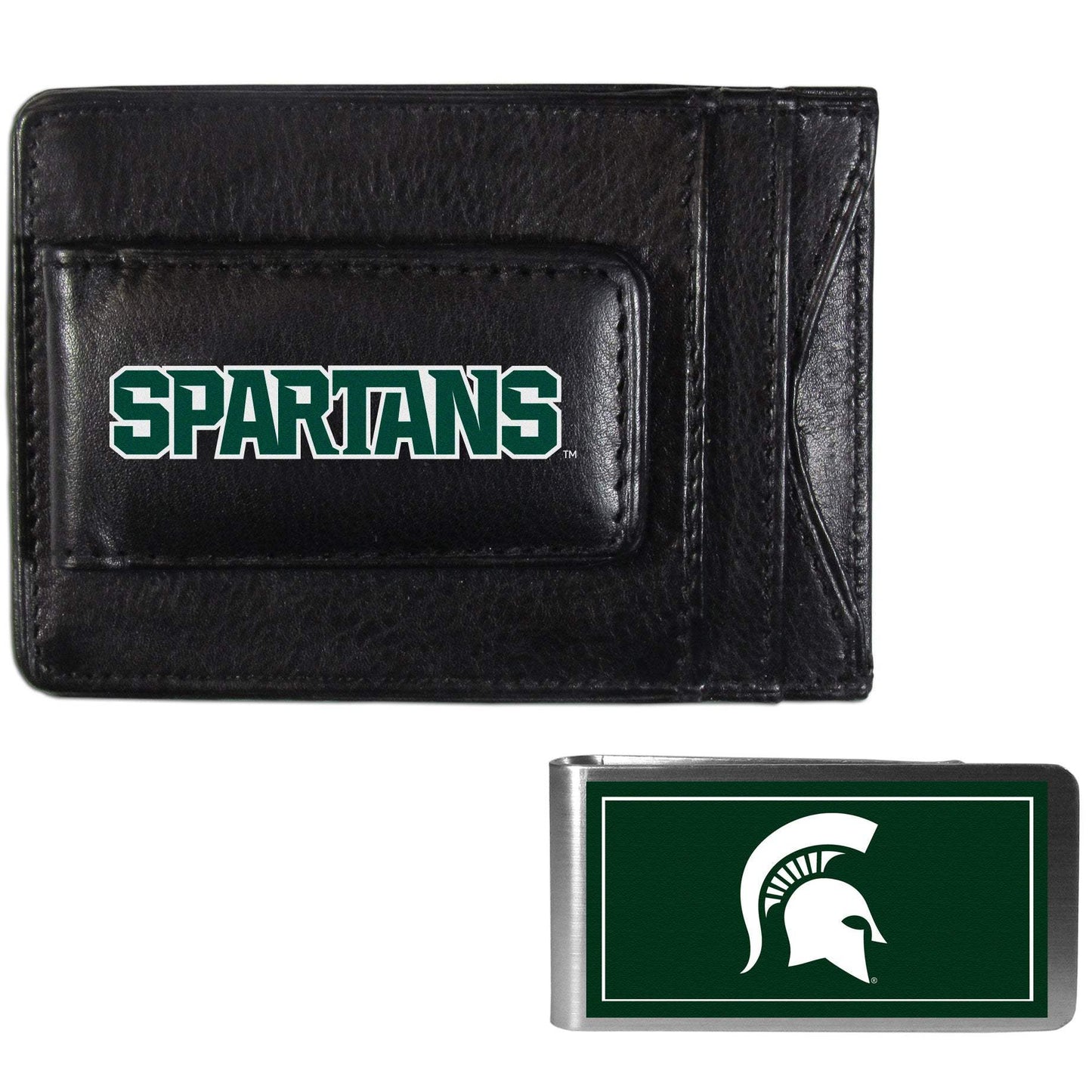 Michigan St. Spartans Leather Cash & Cardholder & Color Money Clip - Michigan St. Spartans - Flyclothing LLC