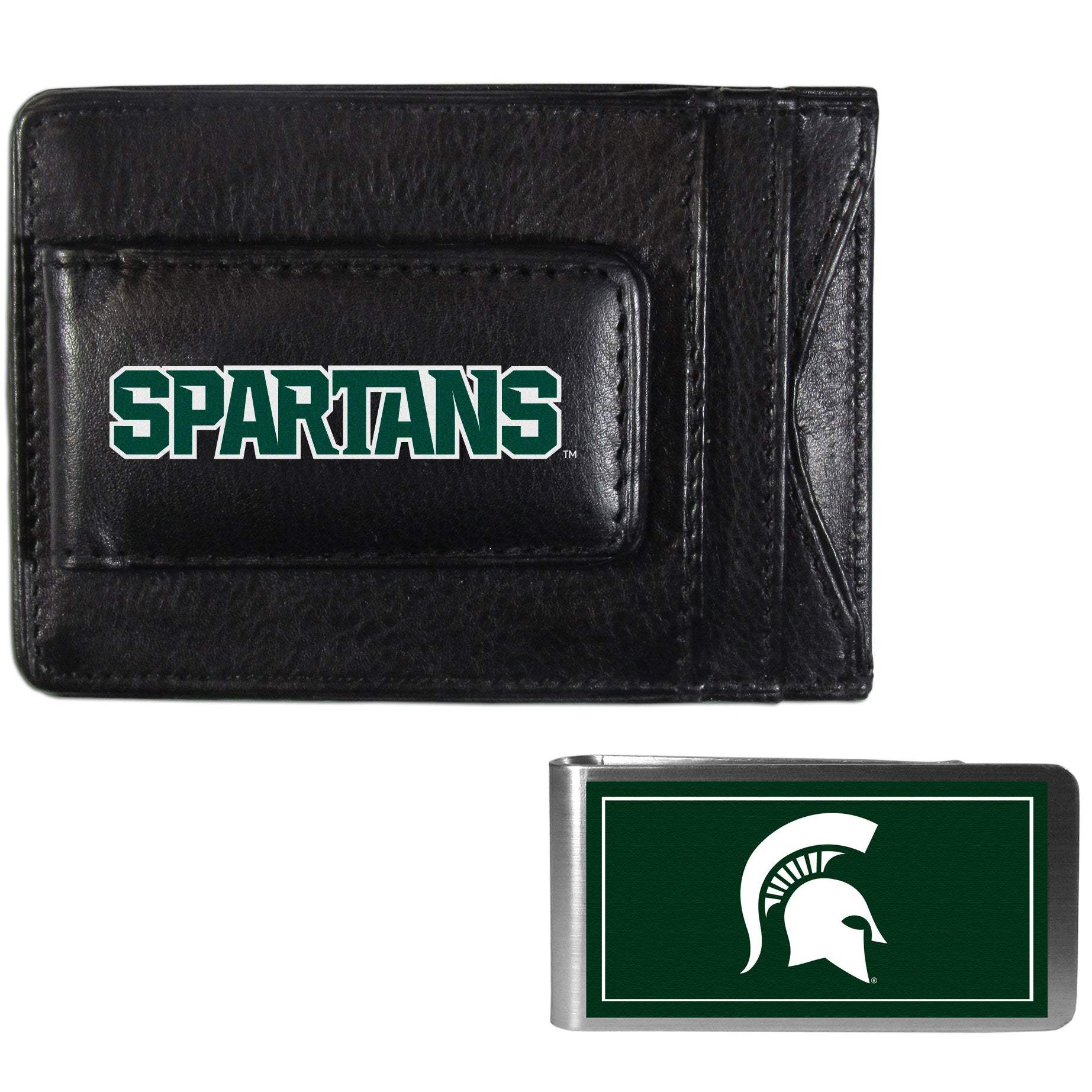Michigan St. Spartans Leather Cash & Cardholder & Color Money Clip - Michigan St. Spartans - Flyclothing LLC