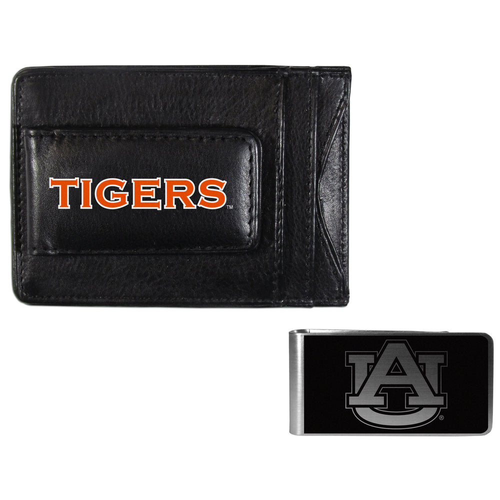 Auburn Tigers Leather Cash & Cardholder & Black Money Clip - Auburn Tigers
