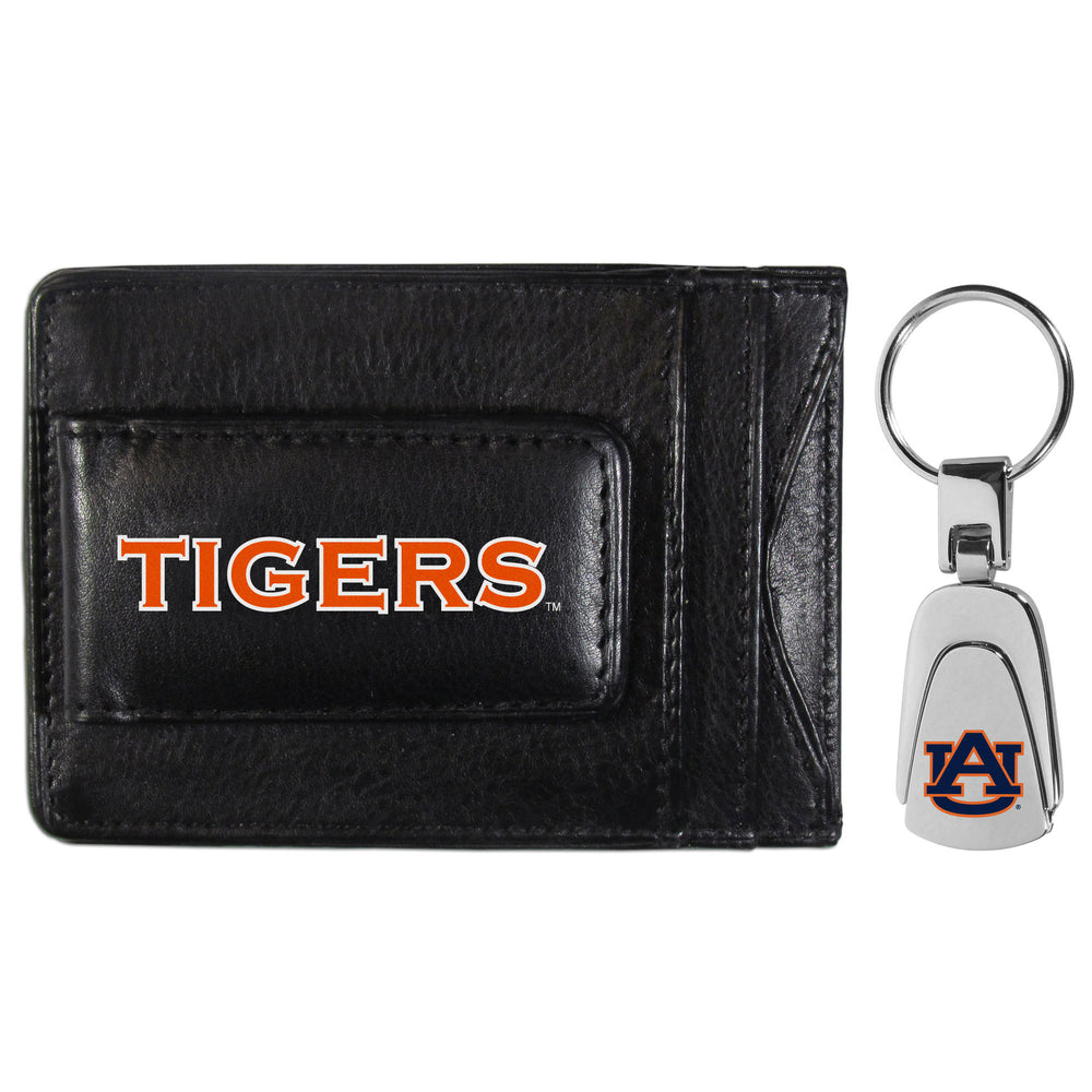 Auburn Tigers Leather Cash & Cardholder & Steel Key Chain - Auburn Tigers