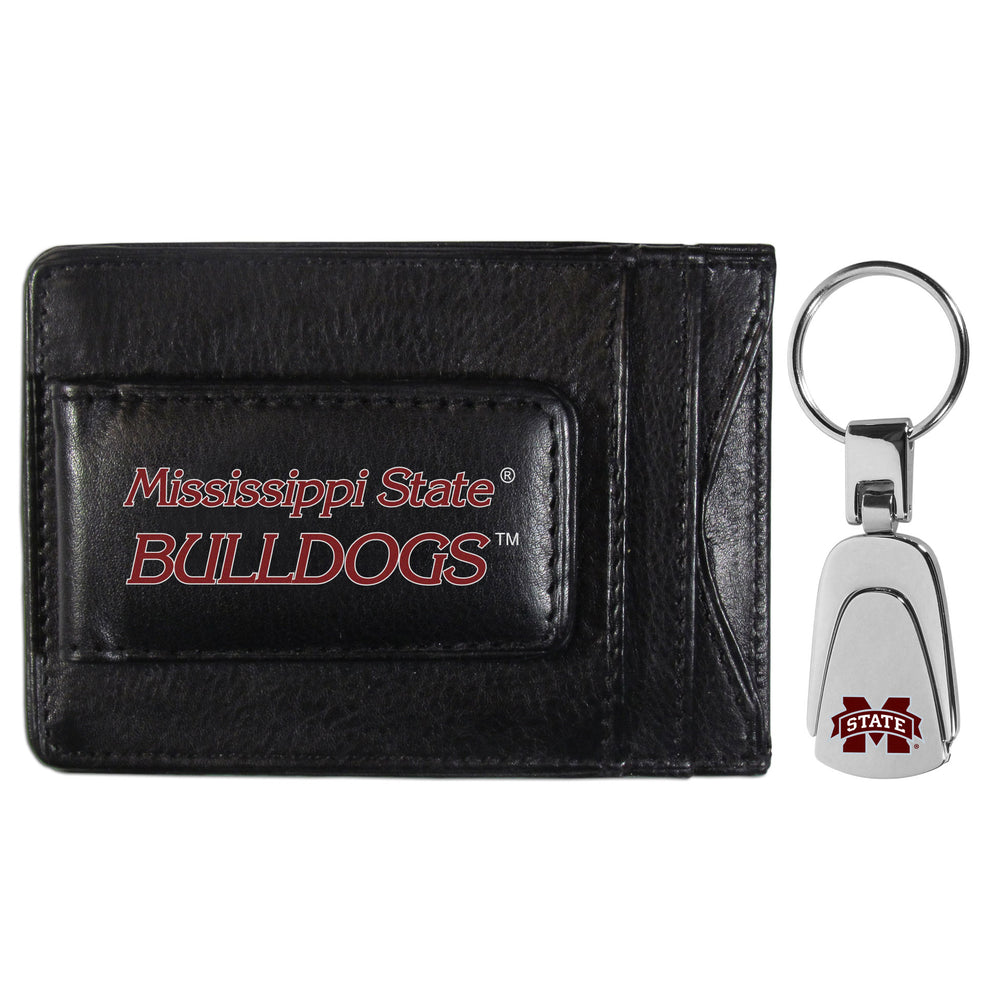 Mississippi St. Bulldogs Leather Cash & Cardholder & Steel Key Chain - Mississippi St. Bulldogs