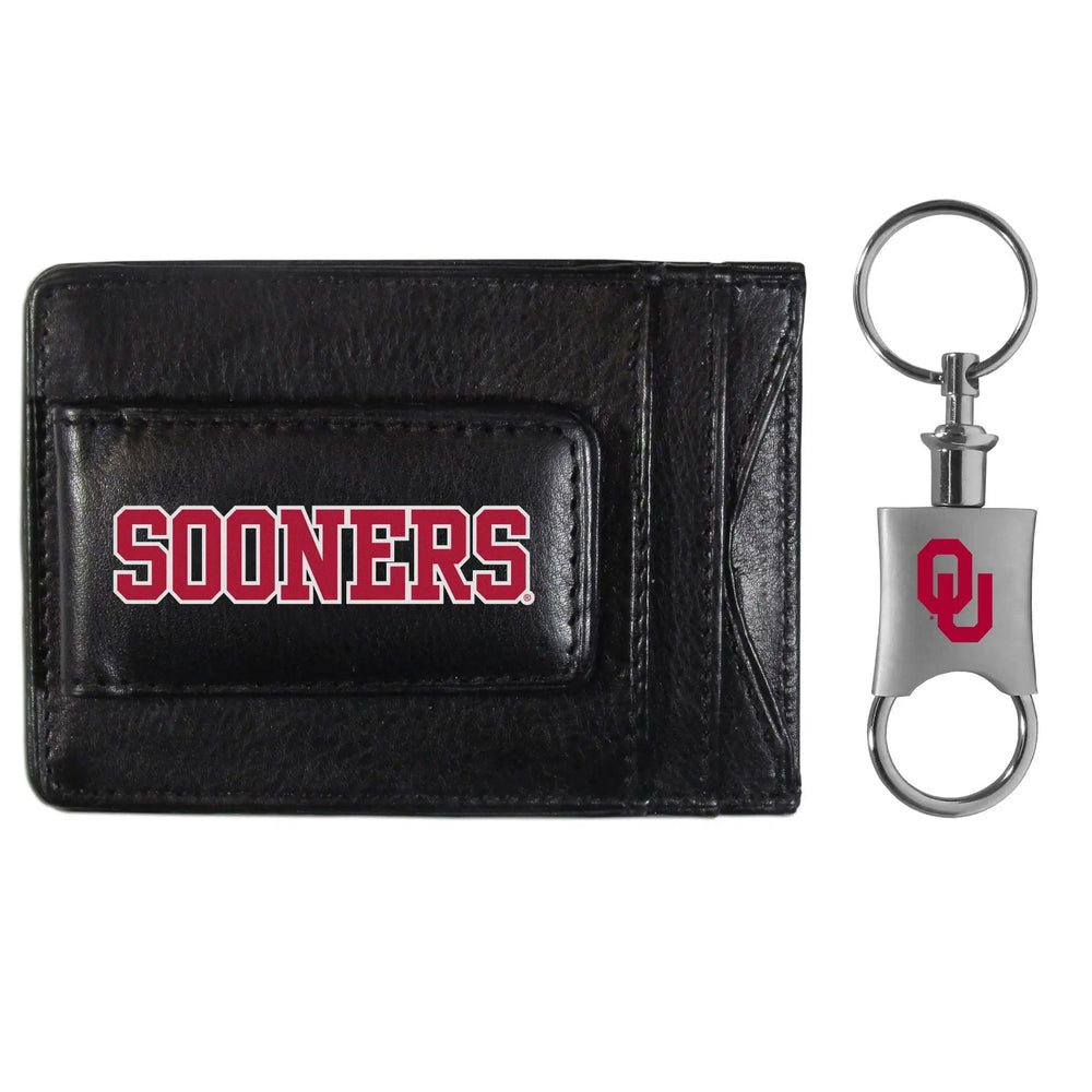 Oklahoma Sooners Leather Cash & Cardholder & Valet Key Chain - Oklahoma Sooners