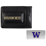 Washington Huskies Leather Cash & Cardholder & Money Clip - Washington Huskies