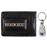 Washington Huskies Leather Cash & Cardholder & Steel Key Chain - Washington Huskies