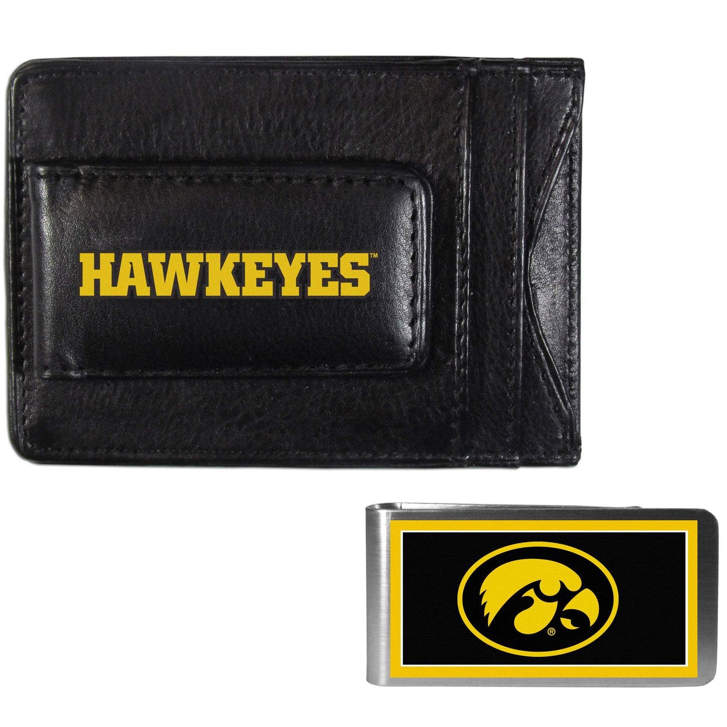 Iowa Hawkeyes Leather Cash & Cardholder & Color Money Clip - Iowa Hawkeyes - Flyclothing LLC