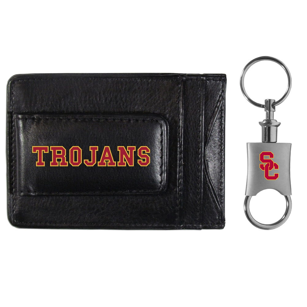 USC Trojans Leather Cash & Cardholder & Valet Key Chain - USC Trojans