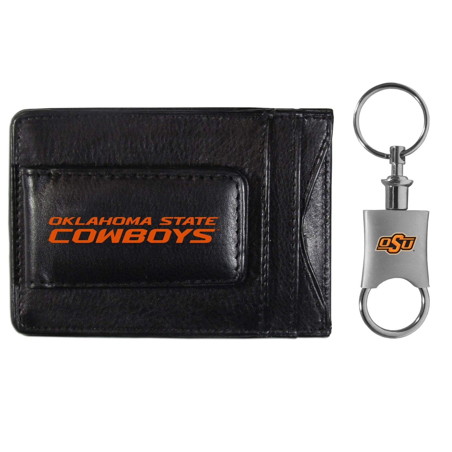 Oklahoma St. Cowboys Leather Cash & Cardholder & Valet Key Chain - Oklahoma St. Cowboys - Flyclothing LLC